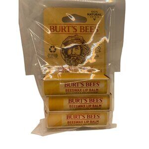 Burts Bees Beeswax Lip Balm 4-Pack With Vitamin E & Peppermint 100% Natural Orig